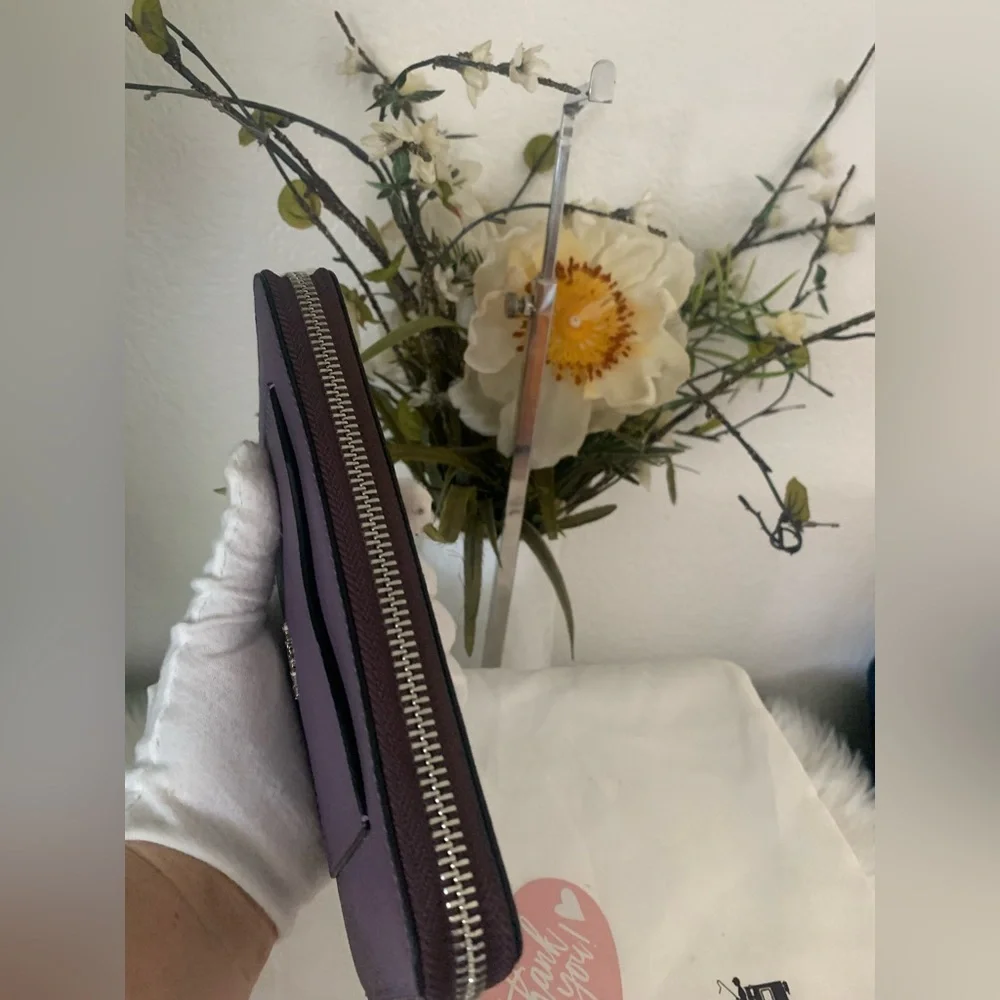 Coach Accordion Zip Around Lavender Wallet